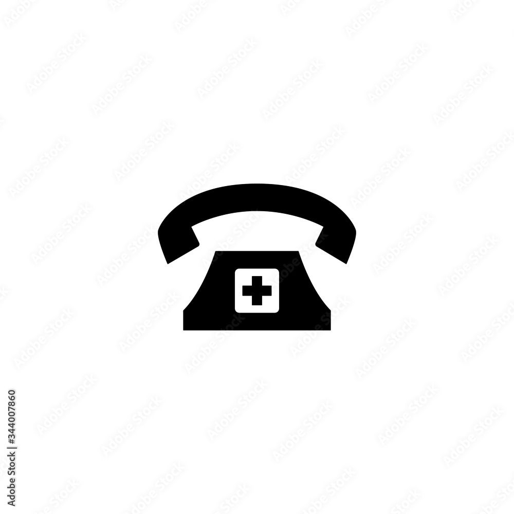 Emergency medical call vector icon in black flat shape design isolated on white background Emergency medical call vector icon in black flat shape design isolated on white background