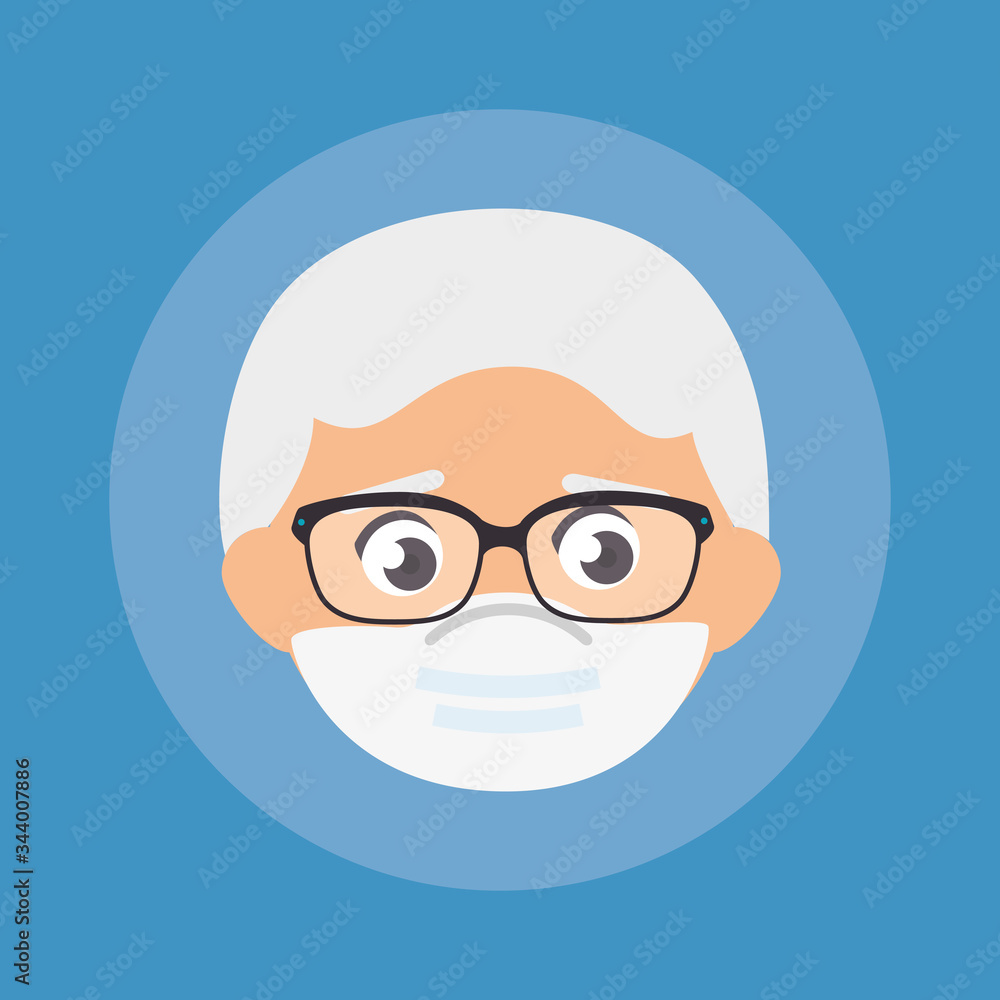 face of old man using face mask isolated icon vector illustration design face of old man using face mask isolated icon vector illustration design