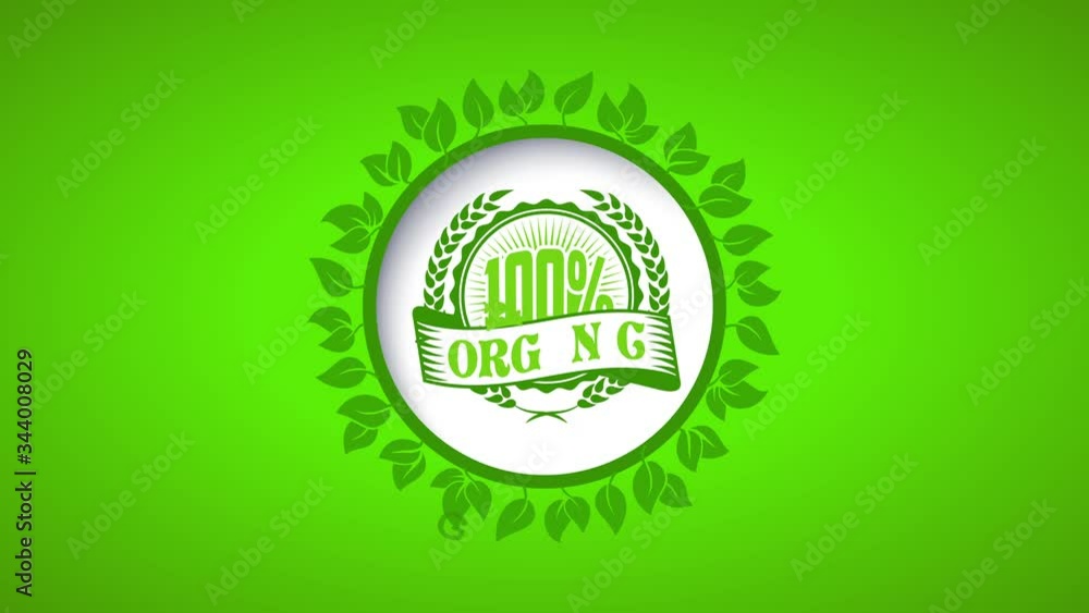 Motion Of Elements Forming Round Green Leaf Wood Surrounding A Healthy Eco Friendly Product Design Using Celtic Lettering And Wheat Branches As Decoration Motion Of Elements Forming Round Green Leaf Wood Surrounding A Healthy Eco Friendly Product Design Using Celtic Lettering And Wheat Branches As Decoration