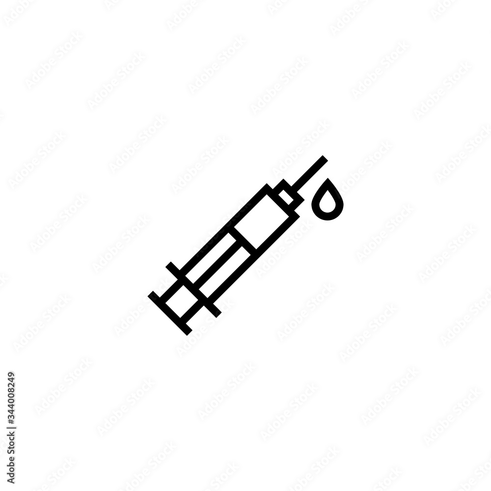 Vaccine vector icon in linear, outline style isolated on white background Vaccine vector icon in linear, outline style isolated on white background