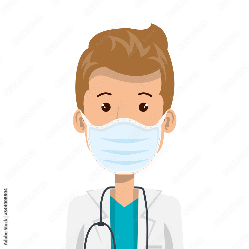 doctor male using face mask with stethoscope vector illustration design doctor male using face mask with stethoscope vector illustration design