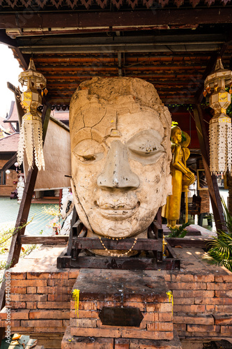 Ancient Buddha Face in Jedlin Temple photo