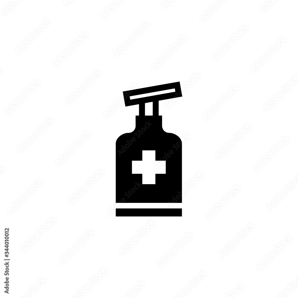 Desinfectant icon vector in black flat shape design isolated on white background Desinfectant icon vector in black flat shape design isolated on white background