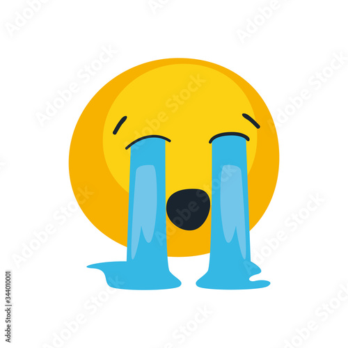 sob emoji face flat style icon vector design