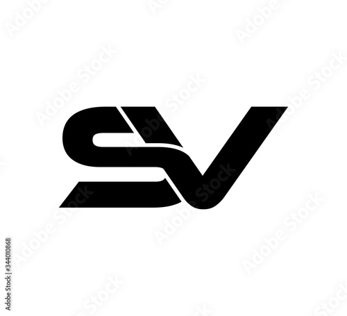 Initial 2 letter Logo Modern Simple Black SV