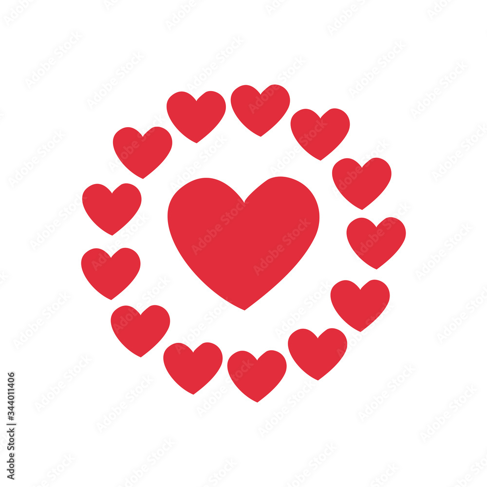 Heart with hearts circle flat style icon vector design Heart with hearts circle flat style icon vector design