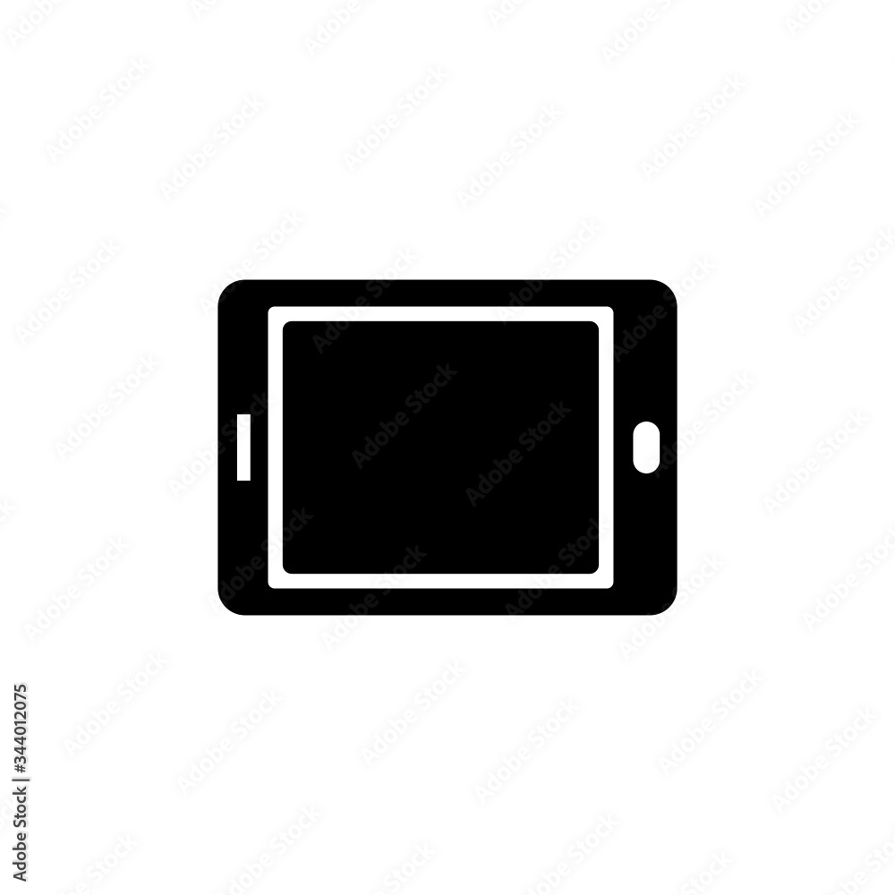 Tablet electronic device vector icon in black flat shape design isolated on white background Tablet electronic device vector icon in black flat shape design isolated on white background