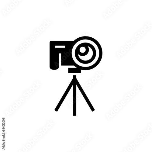 Camera stand vector icon in black flat shape design isolated on white background