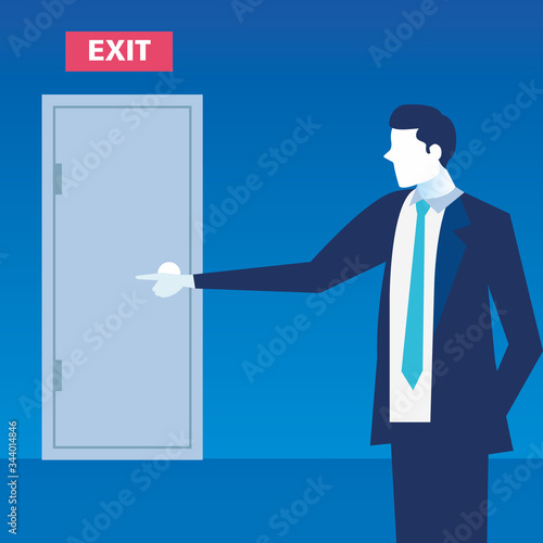 scene of fired of businessman avatar character vector illustration design