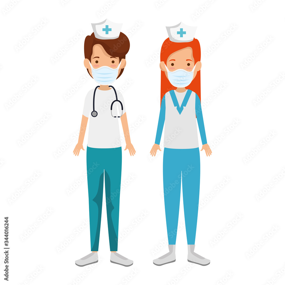 group nurse professionals using face mask isolated icon vector illustration design group nurse professionals using face mask isolated icon vector illustration design