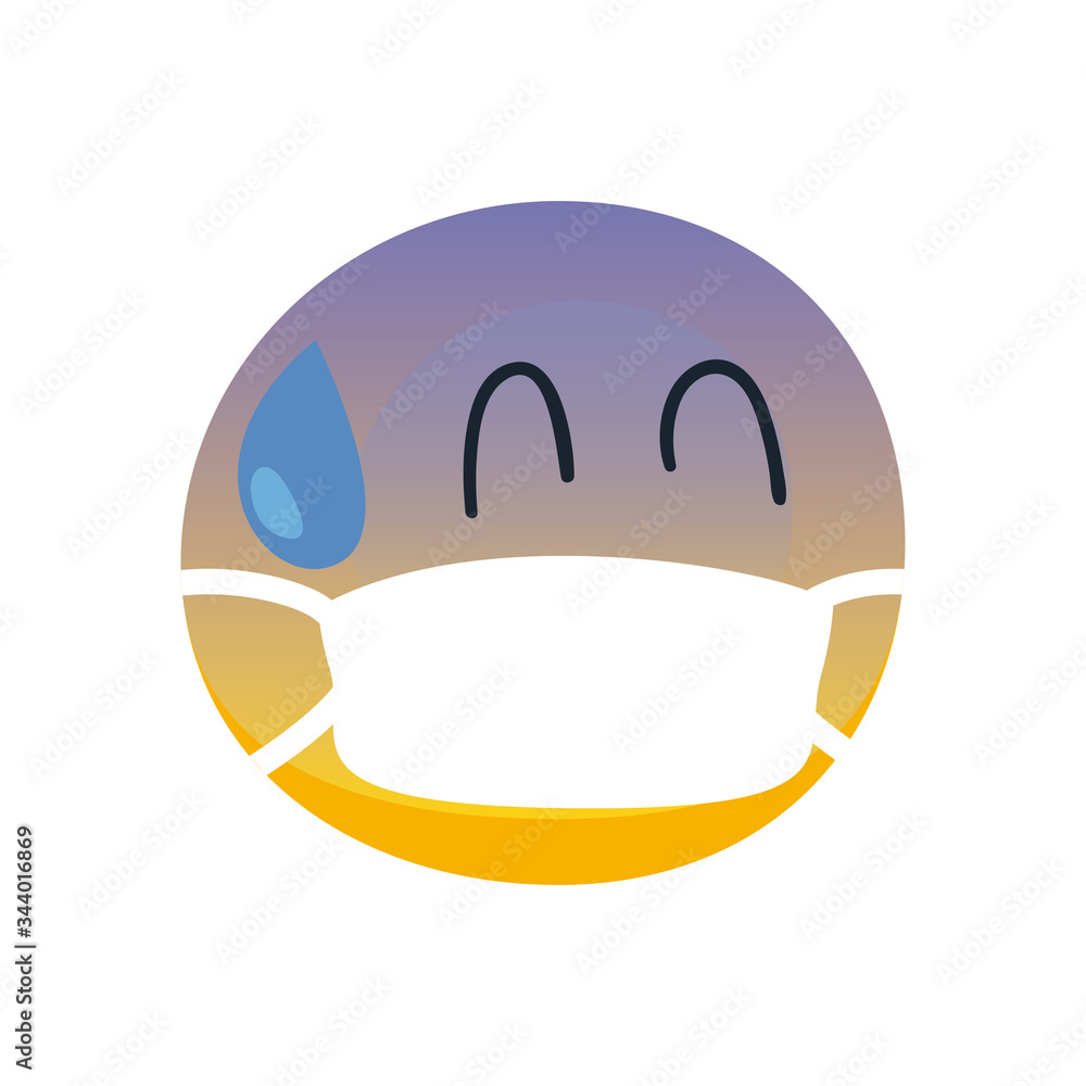 Sick emoji with mask flat style icon vector design Sick emoji with mask flat style icon vector design