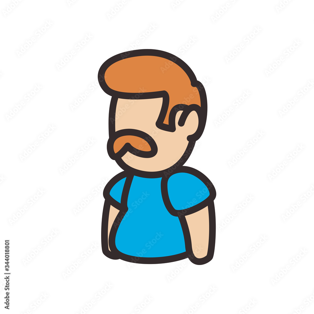 Avatar man with mustache flat style icon vector design