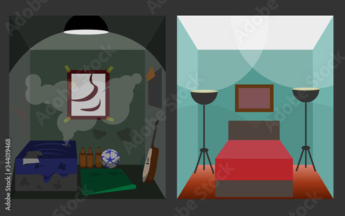 two room contrast sharply with.
