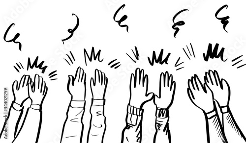 Hand Drawn sketch style of Human hands clapping ovation