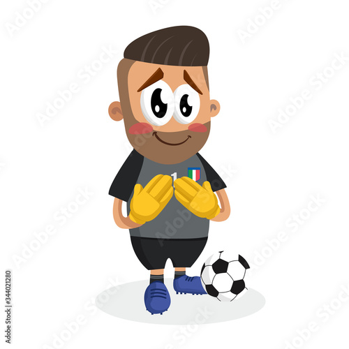 Italy national football team mascot and background ashamed pose with flat design style for your logo or mascot branding