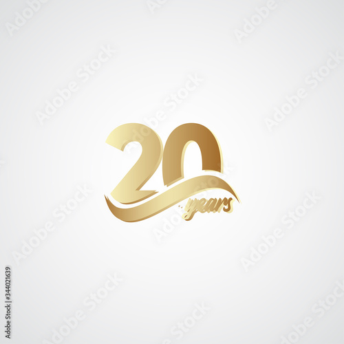 20 Years Anniversary Celebration Elegant Gold Logo Vector Template Design Illustration