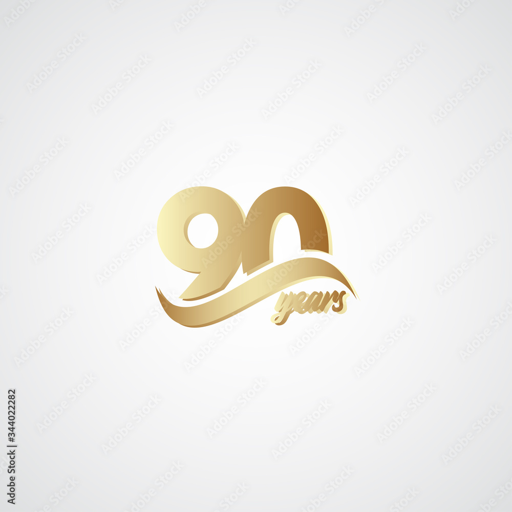 90 Years Anniversary Celebration Elegant Gold Logo Vector Template Design Illustration 90 Years Anniversary Celebration Elegant Gold Logo Vector Template Design Illustration