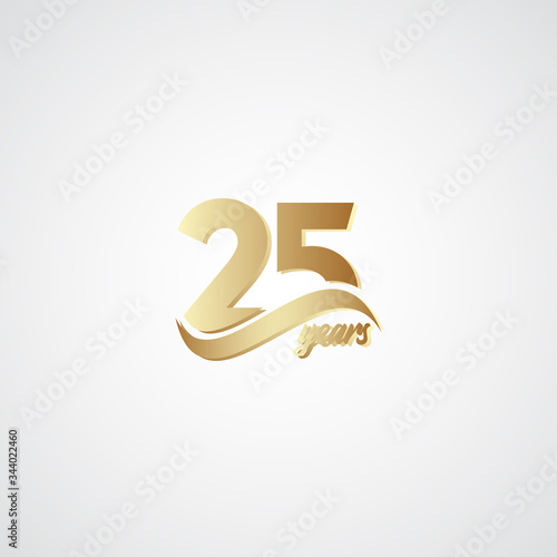 25 Years Anniversary Celebration Elegant Gold Logo Vector Template Design Illustration photo