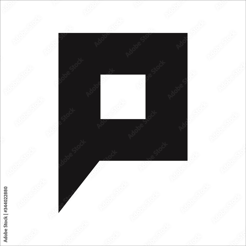 black and white speech bubble, p letter logo black and white speech bubble, p letter logo