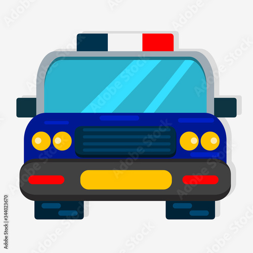 police car front view vector illustration in flat style