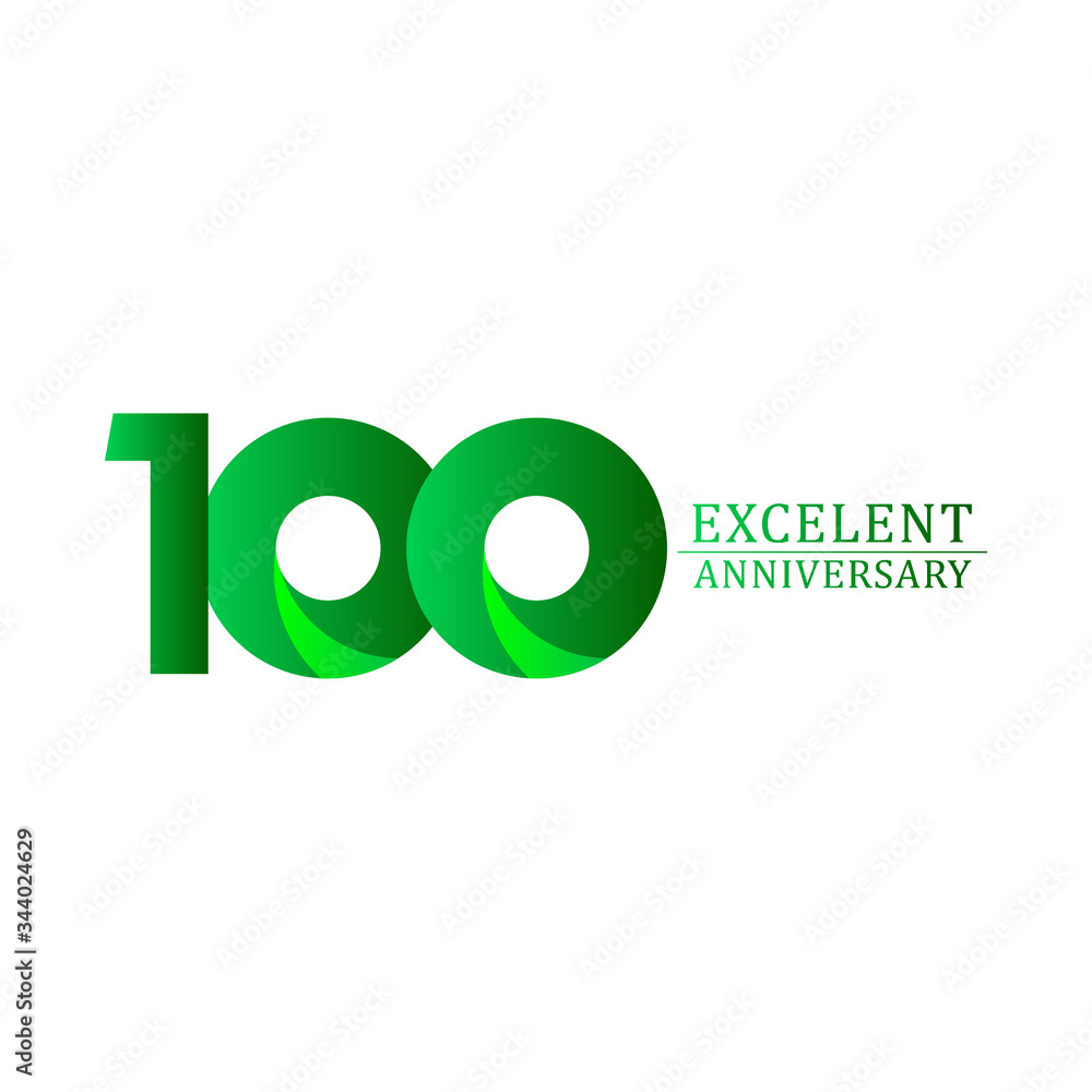 100 Years Excellent Anniversary Celebration Green Logo Vector Template Design Illustration 100 Years Excellent Anniversary Celebration Green Logo Vector Template Design Illustration