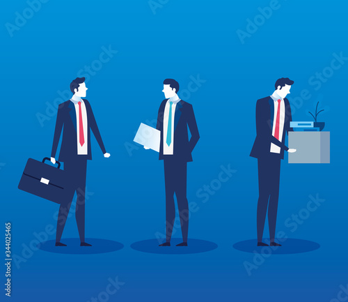 group of businessmen unemployed avatar characters vector illustration design