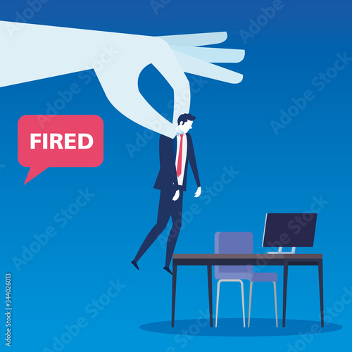 scene fired of businessman avatar character vector illustration design