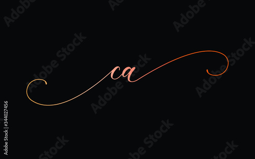 ca or c, a Lowercase Cursive Letter Initial Logo Design, Vector Template