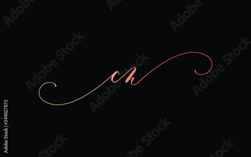 cn or c, n Lowercase Cursive Letter Initial Logo Design, Vector Template