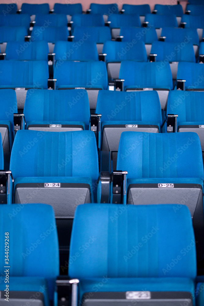 Fototapeta premium abstract, amphitheater, architecture, arena, audience, auditorium, background, bench, blank, blue, building, chair, chairs, empty, event, football, game, grandstand, green, group, indoor, inside, inte