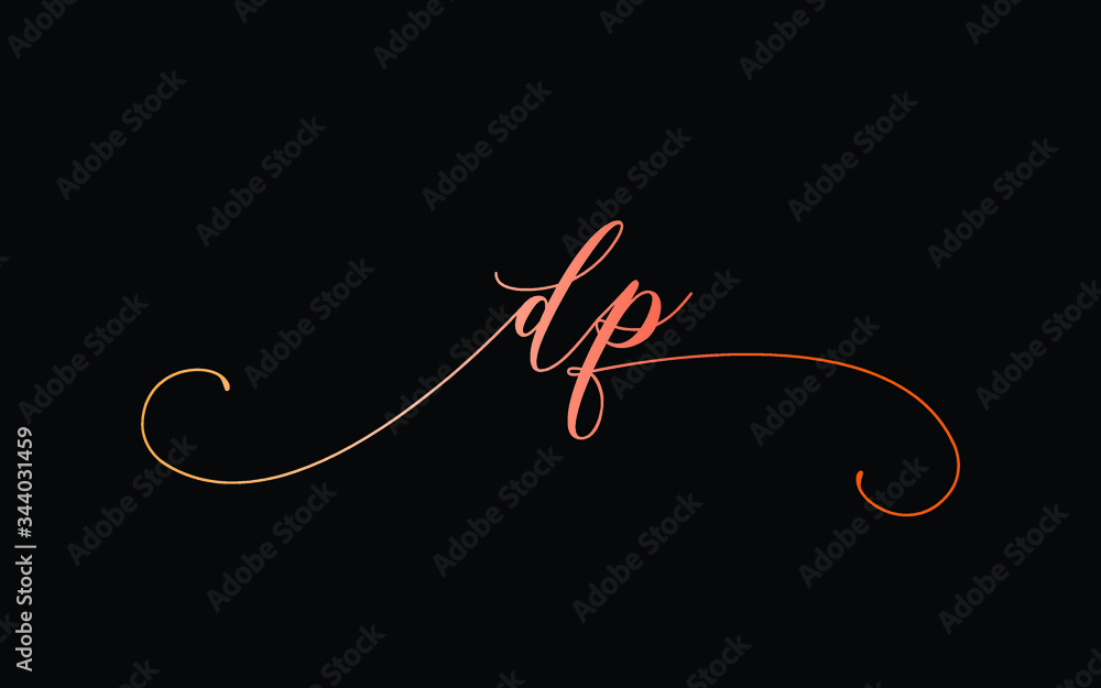 Obraz na plátně dp or d, p Lowercase Cursive Letter Initial Logo Design, Vector Template