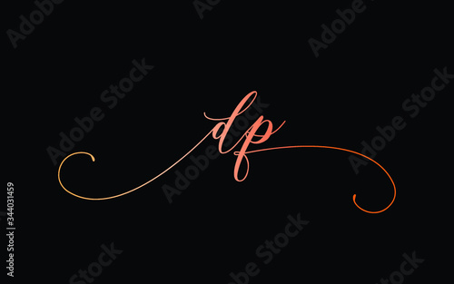dp or d, p Lowercase Cursive Letter Initial Logo Design, Vector Template