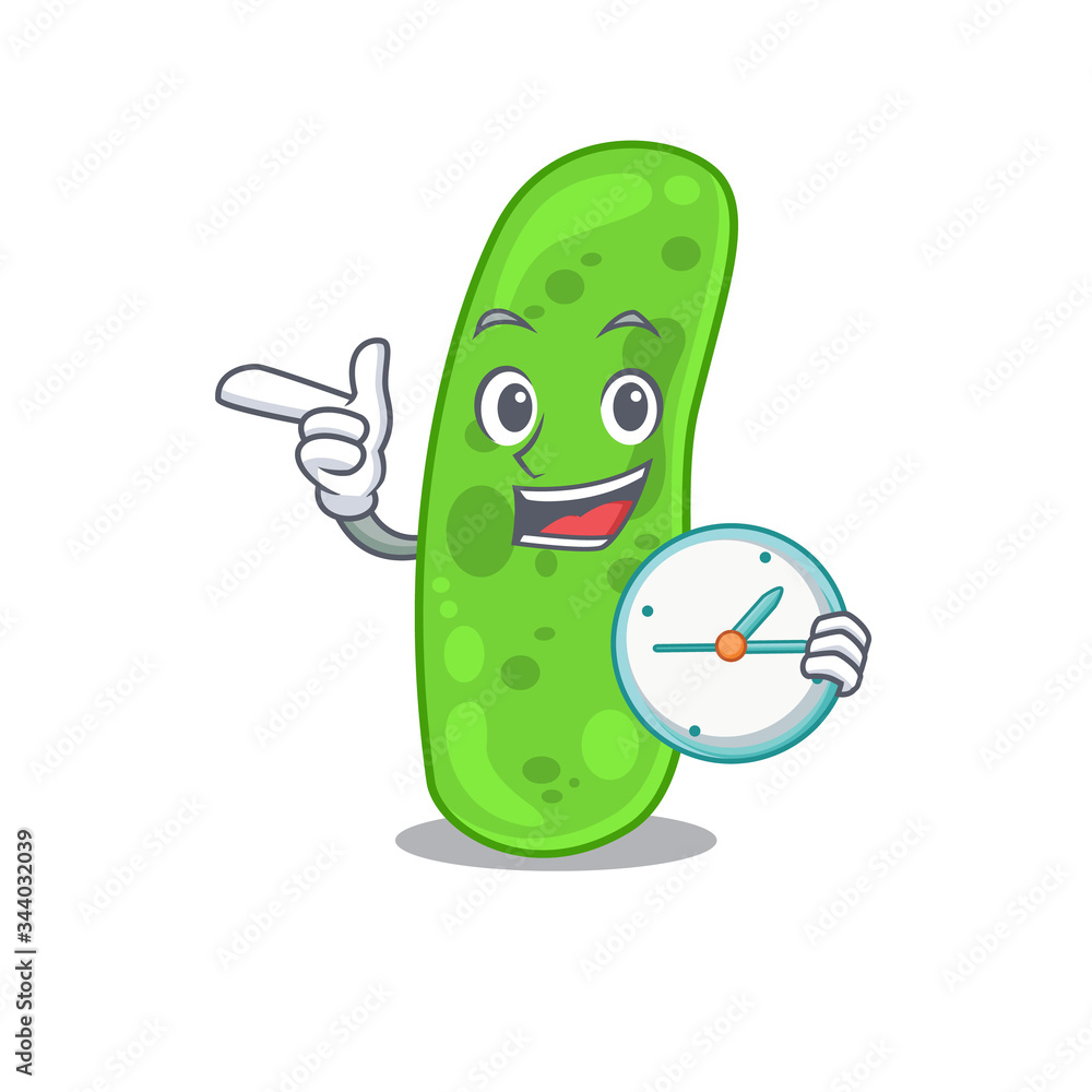 Fotografie Propioni bacteia mascot design concept smiling with clock