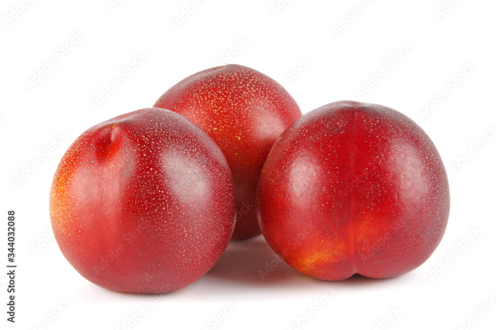 Fresh Chinese nectarine peach isolated on white background. Fresh Chinese nectarine peach isolated on white background.