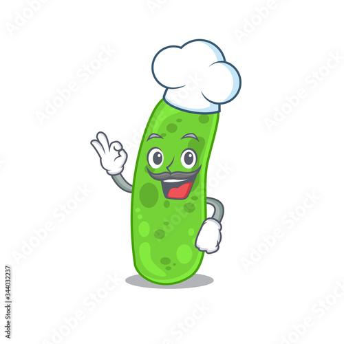 propioni bacteia chef cartoon design style wearing white hat