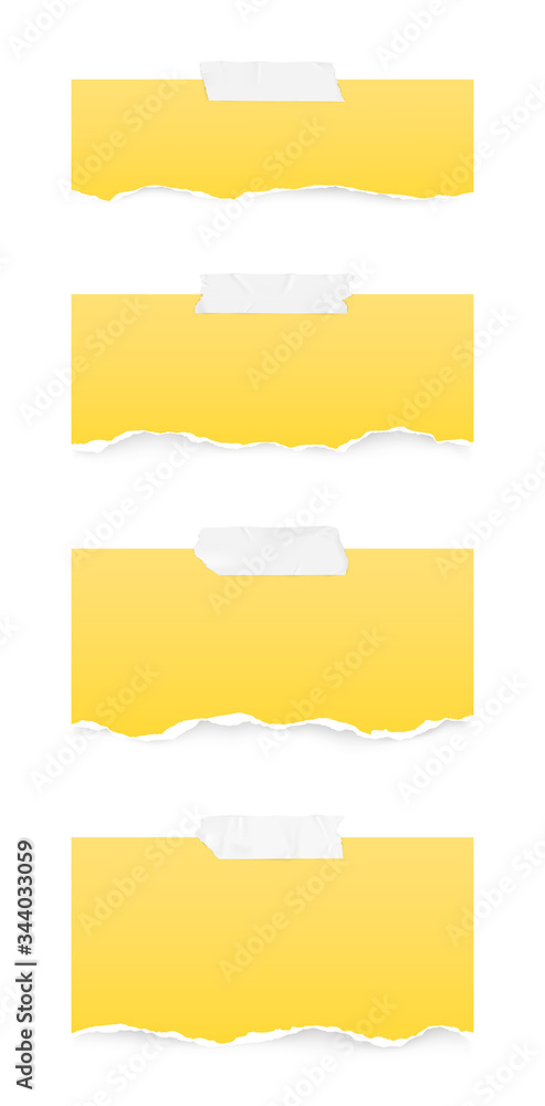 Torn paper pieces set on white background with space for text. Vector illustration. Torn paper pieces set on white background with space for text. Vector illustration.