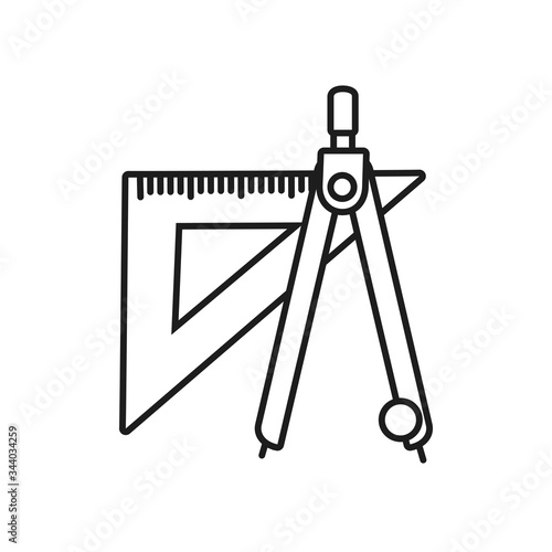 squad ruler and writing compass, line style