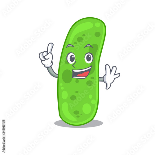 Propioni bacteia mascot character design with one finger gesture