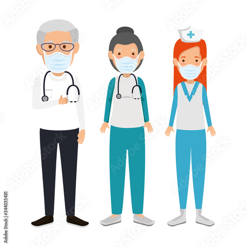 staff medical using face mask isolated icon vector illustration design