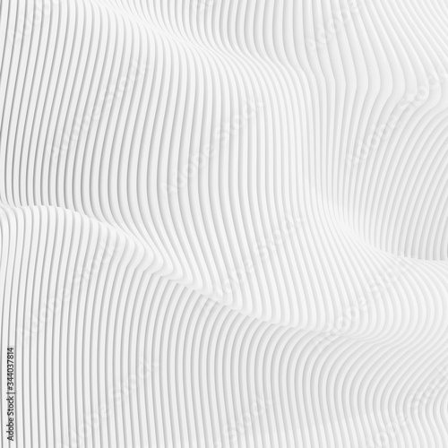 Abstract of white pattern, smooth shape, architecture facade details,Perspective of future building design, Parametric wall. 3D rendering.