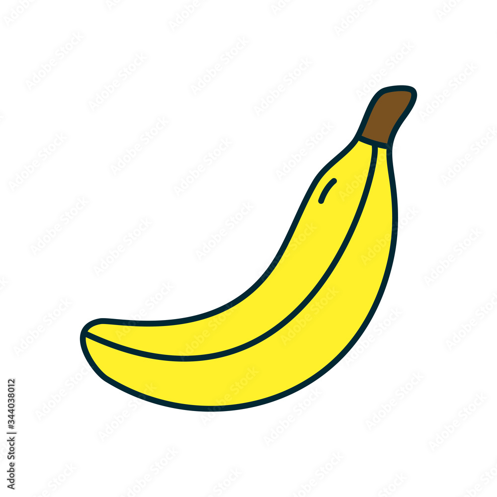 banana fruit icon, line and fill style