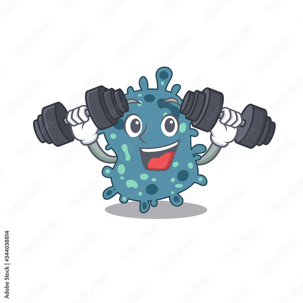 Mascot design of smiling Fitness exercise rickettsia lift up barbells Mascot design of smiling Fitness exercise rickettsia lift up barbells
