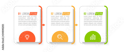 Minimal infographic template design with numbers 3 options or steps.