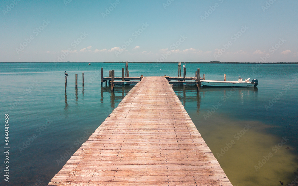Old Wooden Dock with boat