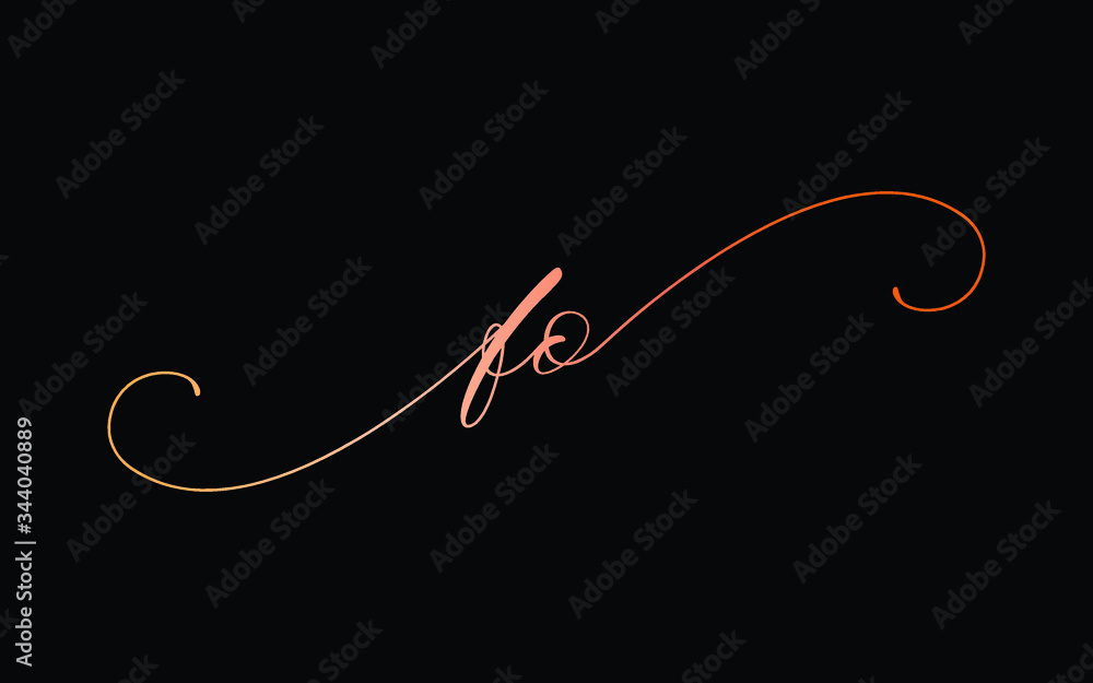fo or f, o Lowercase Cursive Letter Initial Logo Design, Vector Template