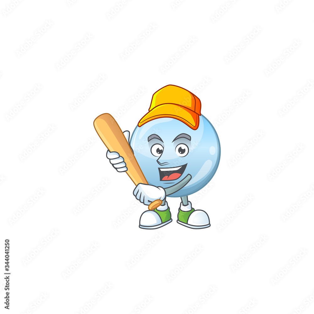 Collagen droplets cartoon design concept of hold baseball stick Collagen droplets cartoon design concept of hold baseball stick