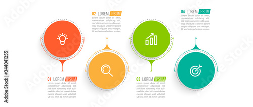 Minimal infographic template design with numbers 4 options or steps.