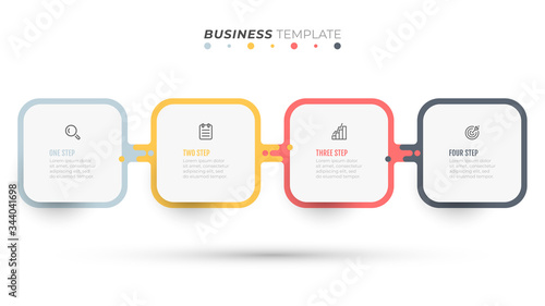Timeline infographic design element and marketing icons. Creative concept with 4 steps. Vector business template for presentation.
