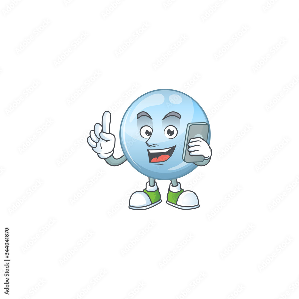 Cartoon design concept of collagen droplets talking on phone Cartoon design concept of collagen droplets talking on phone