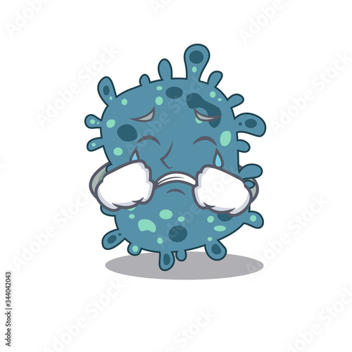 Cartoon character design of rickettsia with a crying face